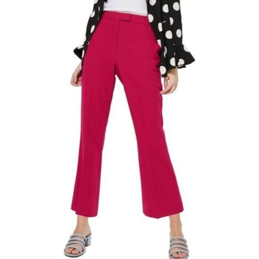 TOPSHOP Slim Kick Flare Trousers Dark Magenta Sz 4 US NEW